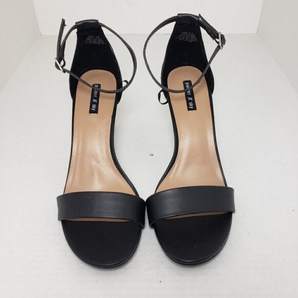 Parker & Sky Louise Black Open Toe Buckle Heels - Picture 3 of 10